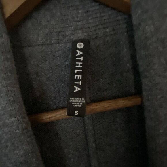 ATHLETA Spirit Wool Cashmere Wrap Cozy Sweater Cardigan Small Gray Pockets Cozy - Picture 7 of 11